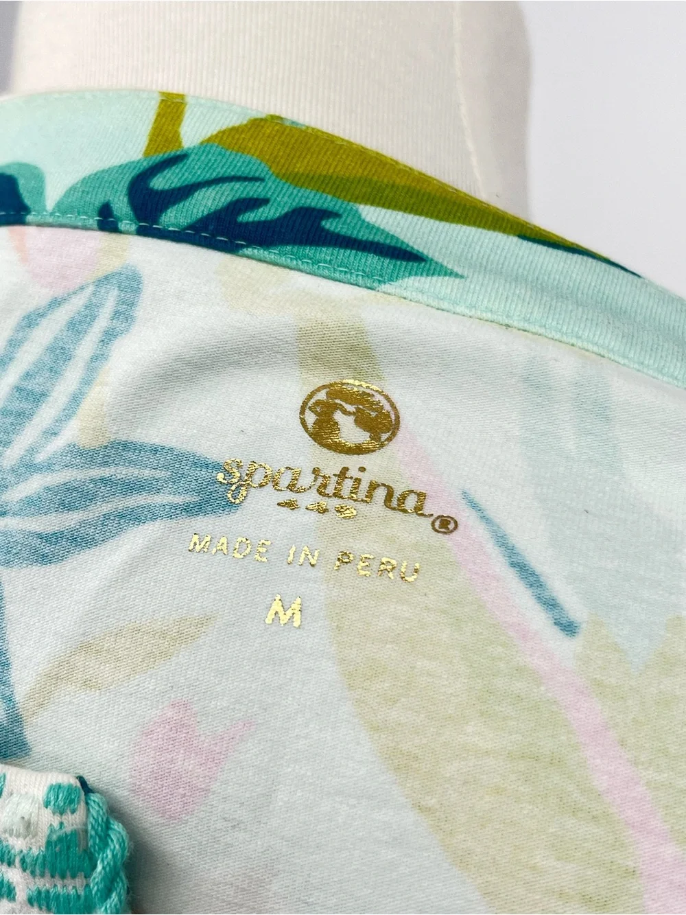 Spartina 449 Brielle Turquoise Floral Cotton Shift Dress Tassel Cover Up Size M